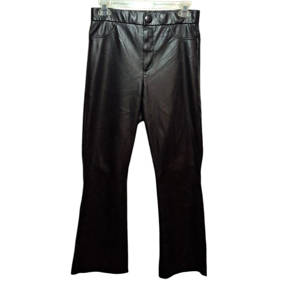 Zara Black Vegan Leather Pants L – Chic Straight Leg | Fall Staple, Sleek Fit - Picture 2 of 8